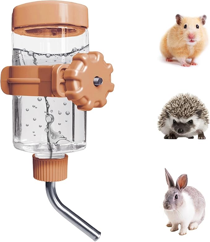 LOS ANDES 12oz No-Drip Water Bottle/Feeder for Guinea Pigs/Hamsters/Bunnies/Ferrets/Squirrel/Hedgehog/Other Small Pets, Cage Water Dispenser for Small Dogs/Cats, 355ml, Orange