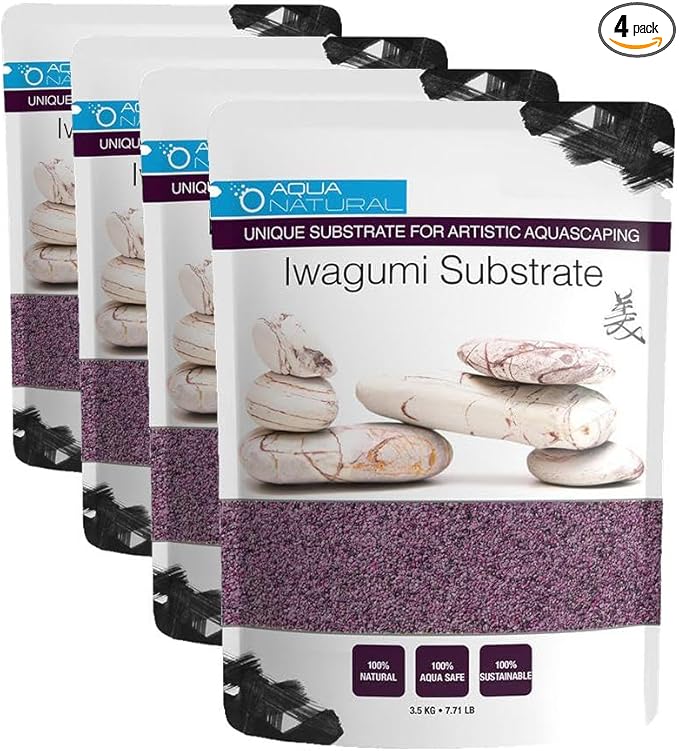 Aqua Natural Iwagumi Sand - Garnet 7.7lb - Ultra Premium Substrate for aquascaping, Aquariums, vivariums and terrariums (Pack of 4)