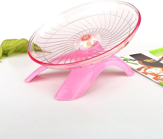 Silent Running Wheel for Small Animals, 7 Inch Flying Saucer Design, Exercise Wheel for Hamsters, Guinea Pigs, Hedgehogs (Pink)