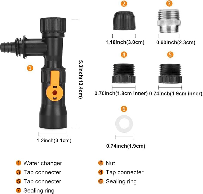 Aquarium Water Changer Fish Tank Gravel Vacuum Siphon Replacement | Aquarium Gravel Cleaner Replacement Part with 3 Tab Connector Faucet Adapter