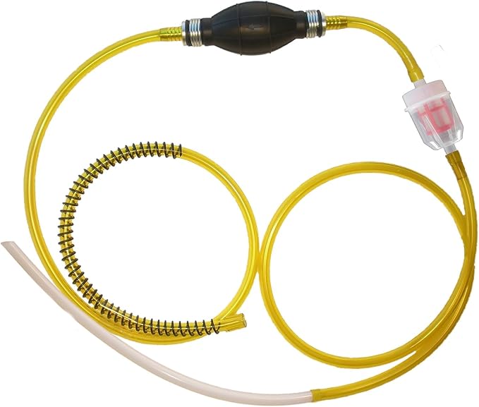 Fuel Transfer Pump - 6 Ft Siphon Pump for Gas, Water, Oil, Fluid - Manual Hand Pump