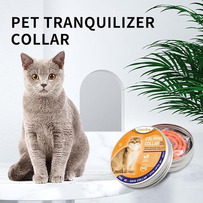 ELVIAN Cat Calming Collar (60 Days) — Natural Pheromone & Lavender Anxiety Relief Collar for Cats & Small Dogs, Adjustable Breakaway Design, Helps with Stress, Loud Noises, Travel & Vet Visits