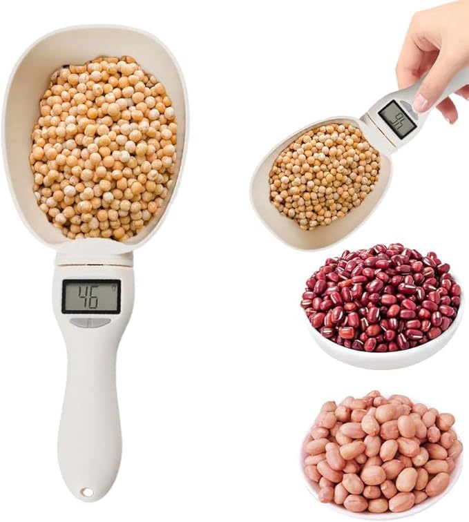Digital Pet Food Scale, 800g Capacity, LCD Display, Handheld Electronic Measuring Spoon for Cats and Dogs, Auto Power-Off