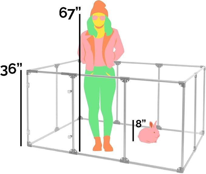 Clearly Loved Pets 36" Tall Large Lucidium Pet Pen, Gunmetal