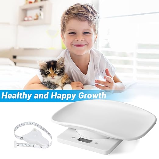 Digital Pet Scale with Tape Measure, Small Animal Scale with LCD Display, Multifunction Kitchen Food Scale, Electronic Puppy Weight Tracking Scale for Kitten, Hamster, Hedgehog, Reptile, Newborn Pet