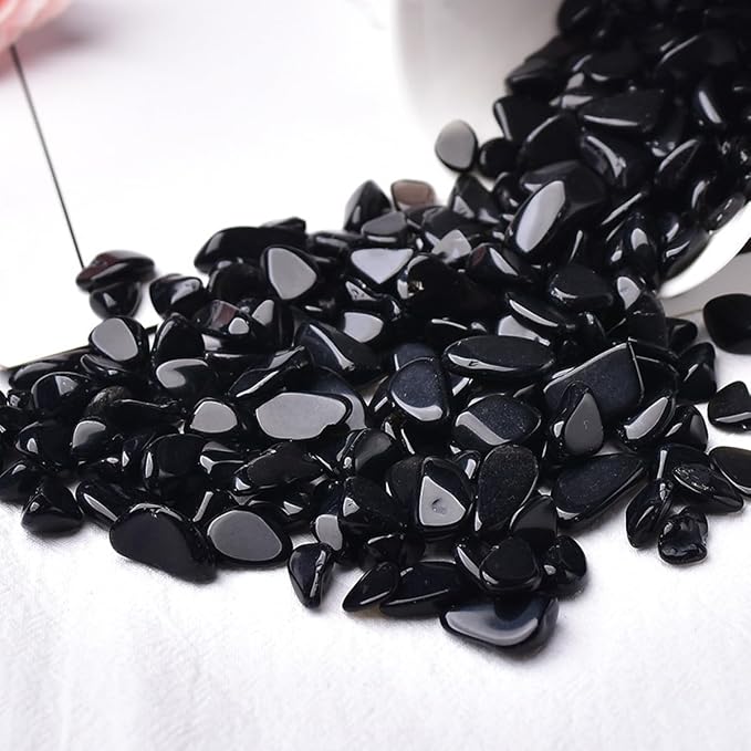 Erliway Black Obsidian Crystal Chips Bulk for Vase Filler, 0.5 lb 7-9 mm | Natural Crushed Crystal Stone for Spell Jar, Aquarium Gravel, Reiki Healing Meditation, Jewelry Making, Resin Art, Home Décor