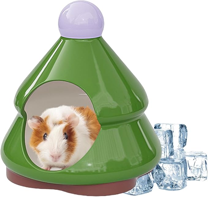 Ceramic Hamster Hideouts, Pine Tree Shaped Cave, Waterproof Habitat House, Cozy Bed Design, Sturdy Pet Shelter, Ideal for Chinchilla, Squirrel, Hedgehog, Hamster, 5.51x5.51x6.3 Inches