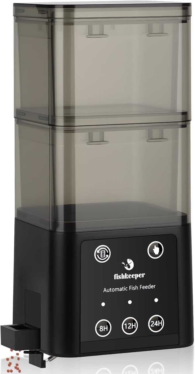 fishkeeper Automatic Fish Feeder for Aquarium - 520ML Large Capacity Adjustable Fish Feeder Automatic Dispenser with Timer for Vacation, Weekend or Daily Use, Three Fixed Methods