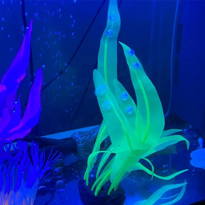 Artificial Aquarium Plants Decoration Set,6pcs Floating Glowing Plants Water Grass for Fish Tank,Pink Blue Green Orange Red Plant 7Inch/9.8Inch/17Inch（Color Size Random）