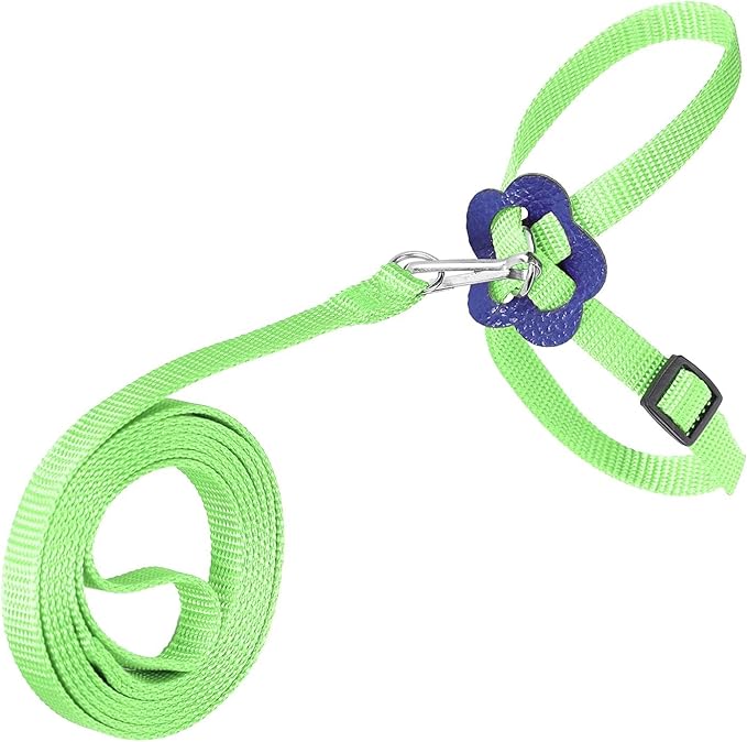 Bird Harness and Leash, 120cm Pet Parrots Adjustable Nylon Anti‑Bite Training Rope for Outdoor Flying Parrot Harness Leash Training Supplies for Parrots Alexandrine, Scarlet, Keck, Mini Macaw(Green)