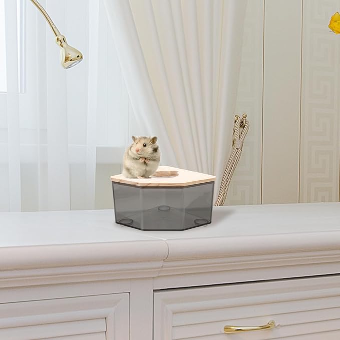 Mikikit Hamster Sand Bath Box Transparent Dust Bath for Chinchilla Pets Cute Design for Fun Bath Durable Construction Hamster Bathroom Accessories