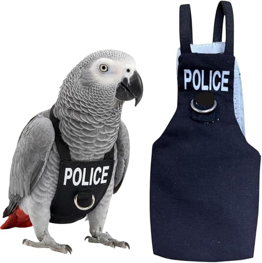 Bird Diaper Flight Suit, Cute Cosplay Parrot Clothes, Easy-to-Wear Washable Nappy, Durable Metal Ring Harness for Cockatiel, Conure, African Grey, Parakeet Outdoor Flying (Without Leash,XXL)