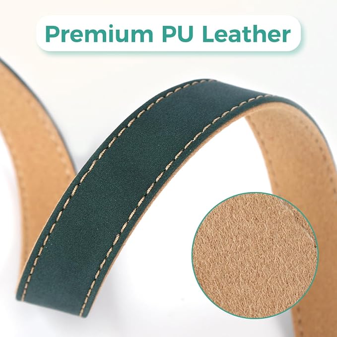 Dog Collar and Leash Set, PU Leather Dog Collar – Adjustable Eco-Friendly with Genuine Leather & Hemp, Soft Breathable Dog Collar Set for Small to Large Dogs (Pink, L（15“-21”）)