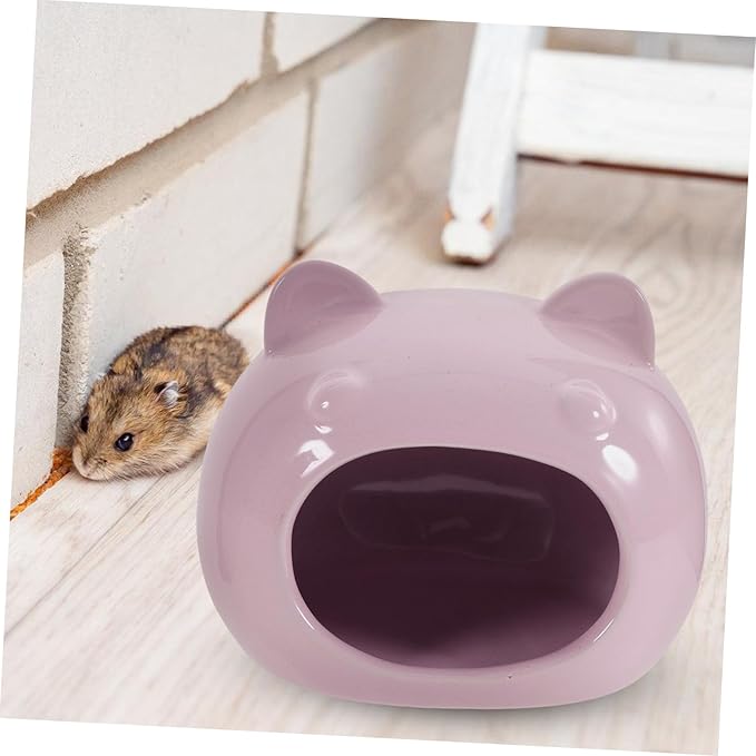 Ceramic Small Animal Hideout for Guinea Pigs Hedgehogs Hamsters Cooling Pet Supply Cute Comfortable Shelter in Large Light Purple