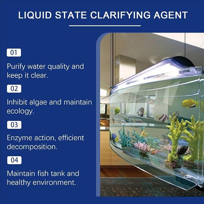 Fast-Acting Aquarium Water Clarifier, 2026 Aquarium Water Conditioner Clarifier, Liquid State Clarifying Agent,Clears Cloudy Fish Tank, Liquid State Clarifying Agent, Safe & Gentle Formula