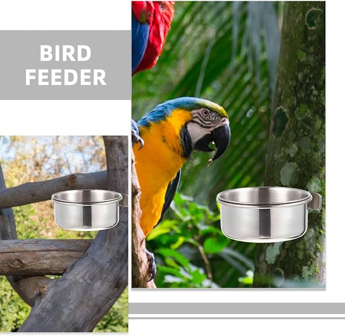 4pcs Stainless Steel Bird Bowls for Cage Feeding, 10cm Small Pet Food and Water Dishes, Sturdy Coop Cups for Parakeets, Small Parrots, and Small Birds
