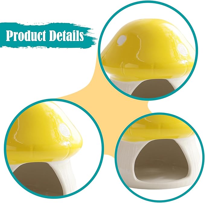 Baoblaze Ceramic Hamster House Habitat Multifunction Cute Hamster Hide Bed Cave for Chipmunk Small Animals Dwarf, Yellow