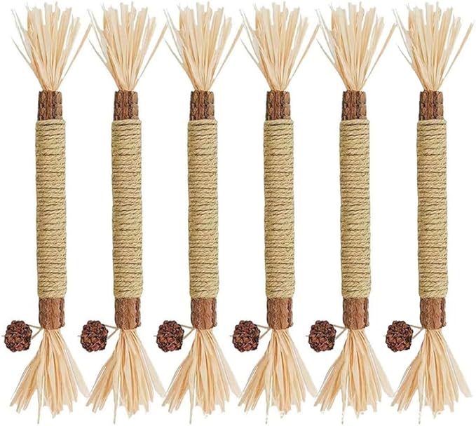 6 Pcs Natural Silvervine Sticks Catnip Toys - Cat Toys Indoor Cats Interactive Matatabi Dental Care Teething Chew Toys for Cats and Kittens Who Love to Chew