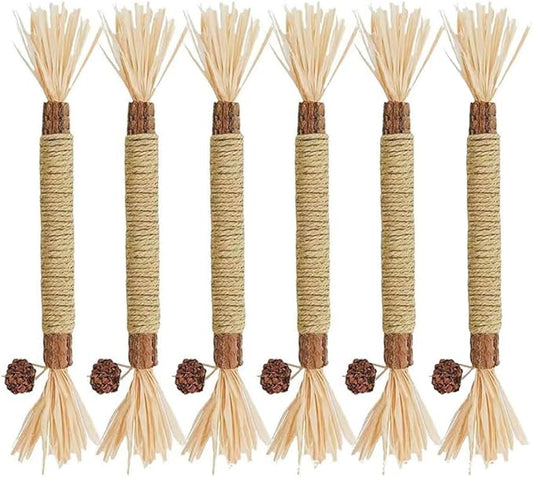 6 Pcs Natural Silvervine Sticks Catnip Toys - Cat Toys Indoor Cats Interactive Matatabi Dental Care Teething Chew Toys for Cats and Kittens Who Love to Chew