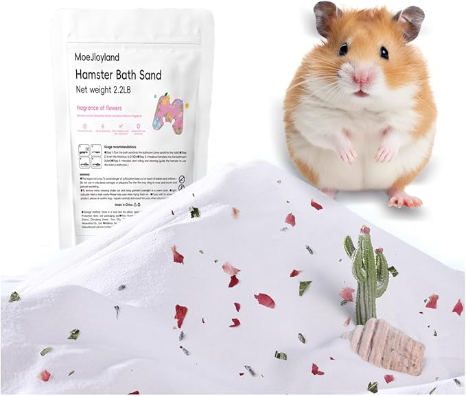 Hamster Sand Bath - Whit Fine Sand Hamster Bedding Reptile Silica Sand Gerbil Hideout for Hamster Chinchillas Gerbil Small Animals Small Pets (Flower Scent, 2.2 lb)