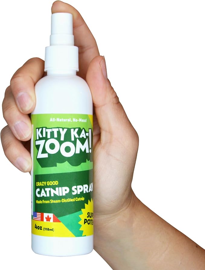 Catnip Spray - 4oz. Bottle | High Potency Catnip Spray Made from Steam-Distilled Natural Plants | Hand Harvest Grown in Canada and The USA