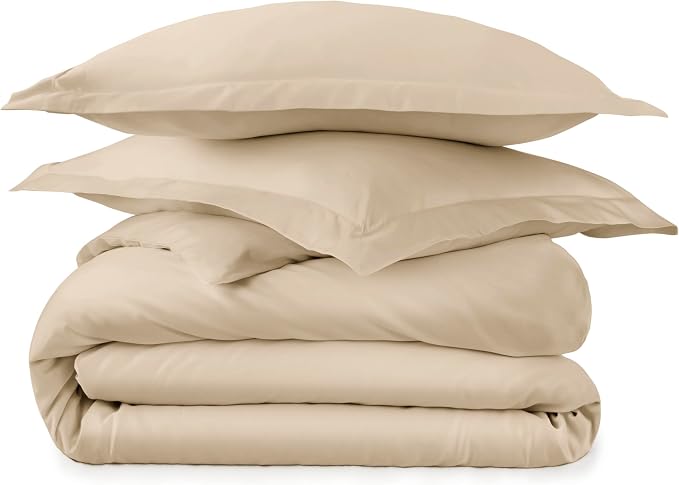 100% Organic Cotton Duvet Cover King Size - Naturally Soft Lightweight & Cooling Duvet Cover Set with Decorative Shams - Premium GOTS Certified 300 Thread Count Sateen Weave (Dune, King)