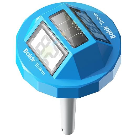 BALDR Solar Pool Thermometer Floating, Dual LCD, IPX8, Anti-Fogging | Digital Water Thermometer Wireless for Pool/Hot Tubs/Spas/Ice Baths/Aquariums