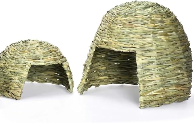 Rabbits Hideaways Grass House Straw Cave Playhouse for Small Pet Warm Hideouts House for Cage Hamsters Hideaways Cave