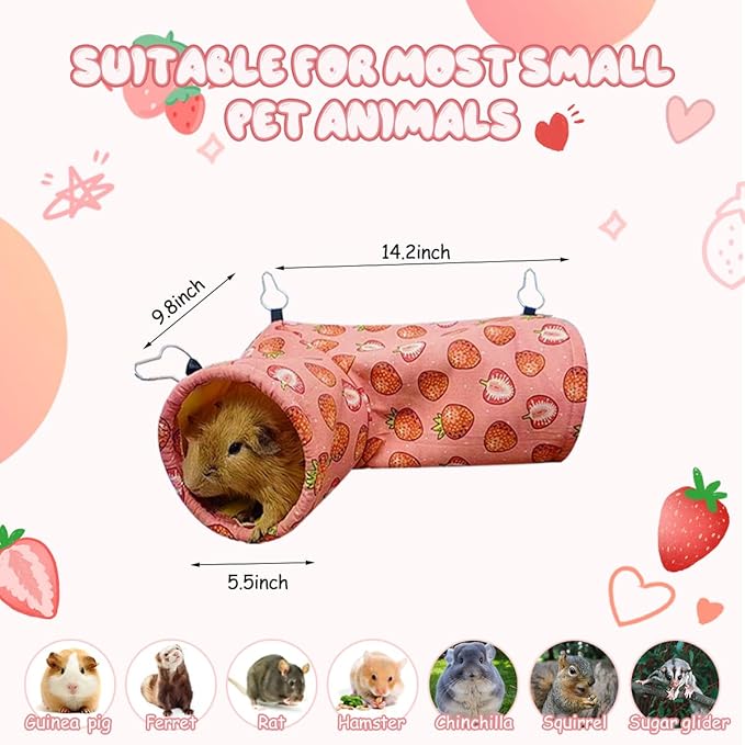 LYART Guinea Pig Rat Ferret Hammock and Warm Bed Small Pet Hideout Tunnel Cave Hanging Bunkbed Hammock Cage Toy for Hamster Sugar Glider Squirrel (2.Corner Tunnel)