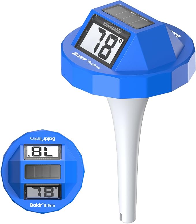 Pool Thermometer Solar Digital Floating, High Precision Large Screen Without Fogging with Double-Sided Display Screen for Swimming Pool, Aquarium, Spa, Hot Spring, Ponds