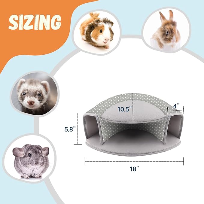 Guinea Pig Hideout, Interactive Guinea Pig Tunnel Bed, Washable Small Animal Tubes Toys Cage Accessories for Ferret Bunny Chinchilla