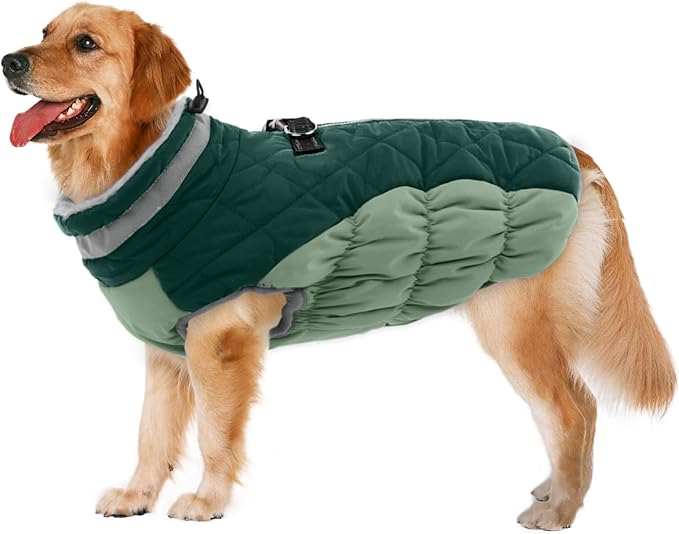 Lelepet Warm Dog Winter Coat Dog Coats for Extra Large Dogs Waterproof Dogs Jacket with Harness Built in Reflective Cold Weather Coats Windproof Zip-Up Winter Fleece Vest Snowsuit Great Dane 3XL