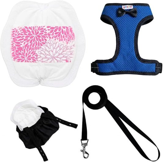 Washable Chicken Diaper Harness with Poop Bag | Leak-Resistant Adjustable Vest for Hens Ducks, Indoor Pet Poultry, 12-Hour Dryness Tested (Large, Blue)