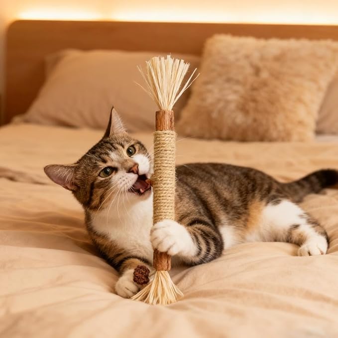 10 Pcs Puriq Natural Silvervine Dental Sticks, Silvervine Sticks for Cats, Interactive Cat Chew Stick for Teeth Cleaning, Scratch & Bite Resistant, for Indoor Kitty Fresh Breath, Healthy Teeth