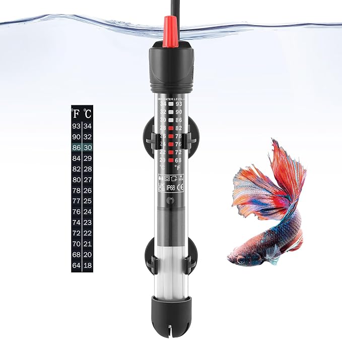 Aquarium Heater 50W 100W 300W, Submersible Glass Fish Tank Heater for Fresh and Salt Water (50W)