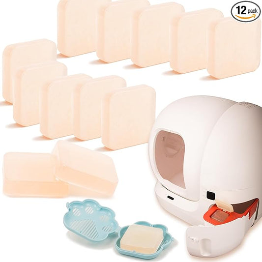 12 Packs Pleasant Fragrance Cat Odor Removers, Exclusive for Pura Max Automatic Self-Cleaning Cat Litter Box - Cat Toilet Odor Control, Cat Box Deodorize (Product Come With a Little "Paw" Holder)