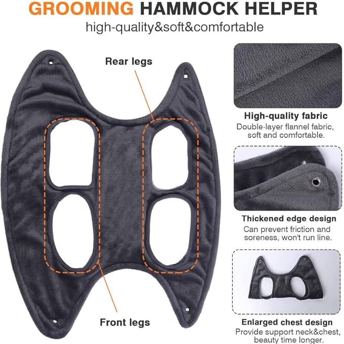 Perfect Part Dog Grooming Hammock - Cat & Dog Sling for Nail Clipping with 2 Hooks, Breathable & Washable Cat Grooming Hammock, Dog Lift Harness & Bathing Station, Cat Nail Clipper Hammock