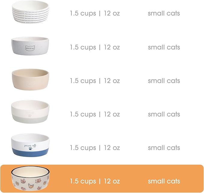 Pearhead Ceramic Cat Bowl, Holds 12 oz, Whisker-Friendly Pet Dish for Food and Water, Cute Cat Face Design