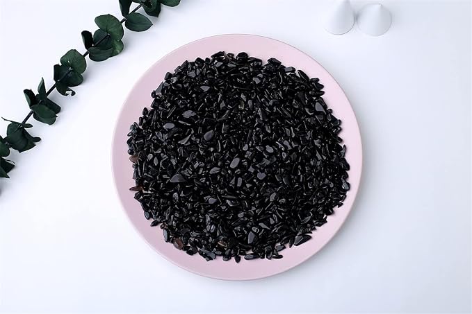 Natural Black Obsidian Crystal Quartz Rocks Chips Vase Filler Rocks for Succulent Plant Small Fish Tank Aquarium Gravel Decorative Pebbles Stones(200 gram)