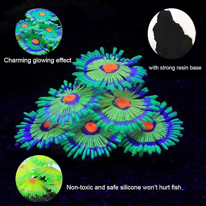 ZtohPyo Glowing Effect Fish Tank Aquarium Decorations, Artificial Silicone Plants Ornaments for Fish Tank Landscape Decor Glow in The Dark Soft Anemone for Small Fish Bowl Decor