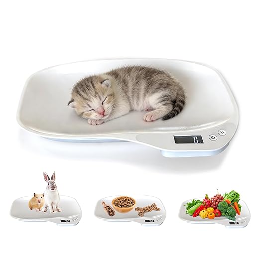 Small Animal Digital Scale,14 x 10 Pet Scale with LCD Display, Puppy Scale (Max 33lbs), Electronic Kitchen Food Scale, for Weighing Kitten, Puppies, Hamster, Newborn Pets (White)