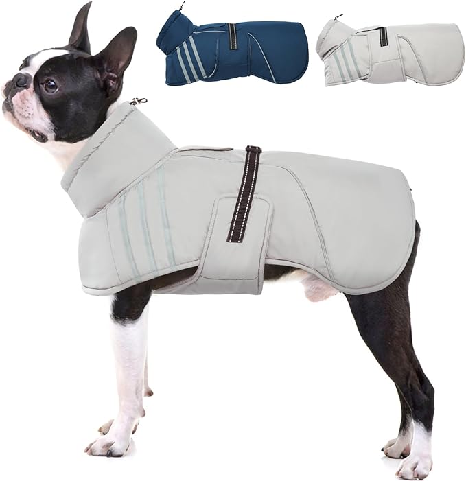 Warm Furry Turtleneck Winter Coat - Reflective Adjustable Dog Jacket, Thicken Fleece Vest, Waterproof Windproof Dog Coats with Buckle - Small to Large Sizes