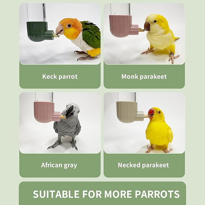 AOTU Bird Cage Accessories, Bird Water Bottle & Dispenser for Cage 7.4 Fl Oz Automatic No Mess Parrot Water Dispenser – Clear Feeder for Parakeet, Conure, Cockatiel, Lovebird & Canary