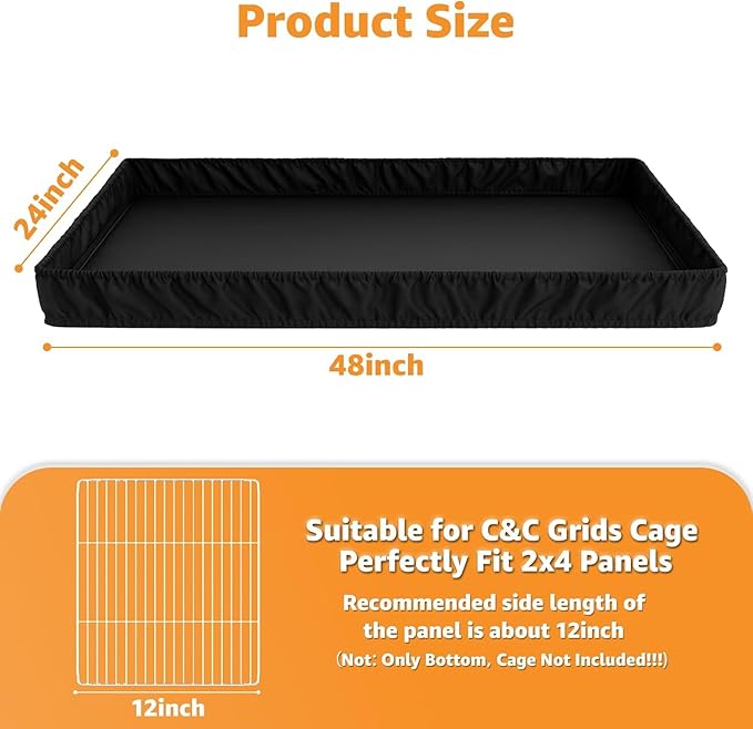 PJYuCien Guinea Pig Cage Liner, Washable Waterproof Base, C&C Cage Bottom Pad, Elastic Cord, Reusable Pad for Rabbits Chinchillas Hedgehogs Ferrets Small Animals, 24"x48"(Not Include Cage)