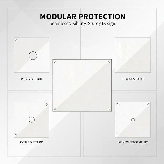 12 Pcs Clear Plastic Cage Guard Panels, 10 x 8.2 in Pet Habitat Siding, Splatter Anti-Splash Fence Dividers with 100 Zip Ties for Rabbit Cages, Guinea Pig Enclosures, Small Animal Protection