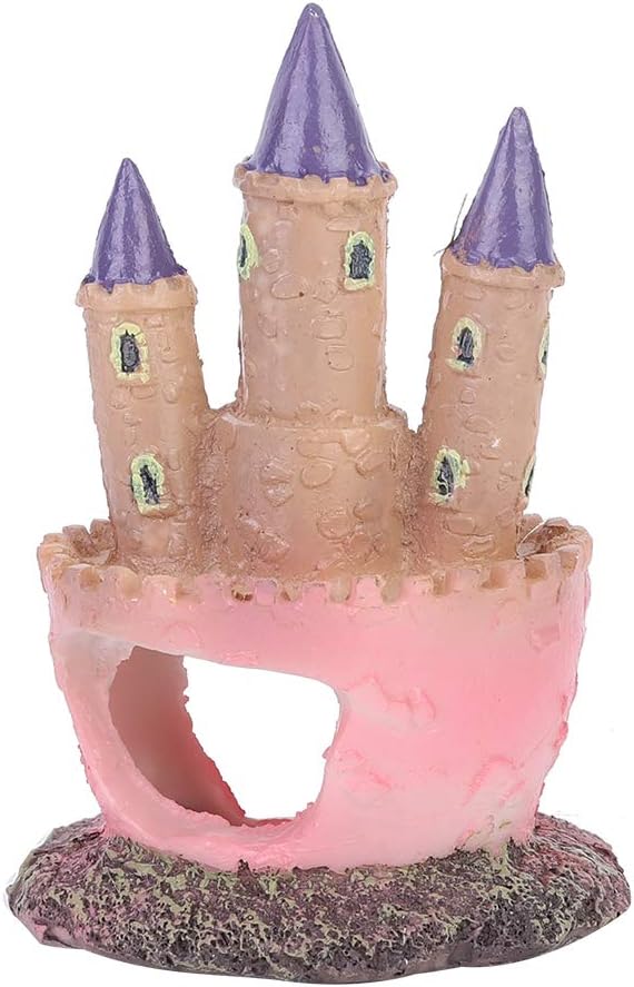 AYNEFY Aquarium Castle Decorations,Resin Cartoon Castle Shape Fish Cave Hideouts Ornaments Aquarium Landscape Decoration for Freshwater and Saltwater Fish