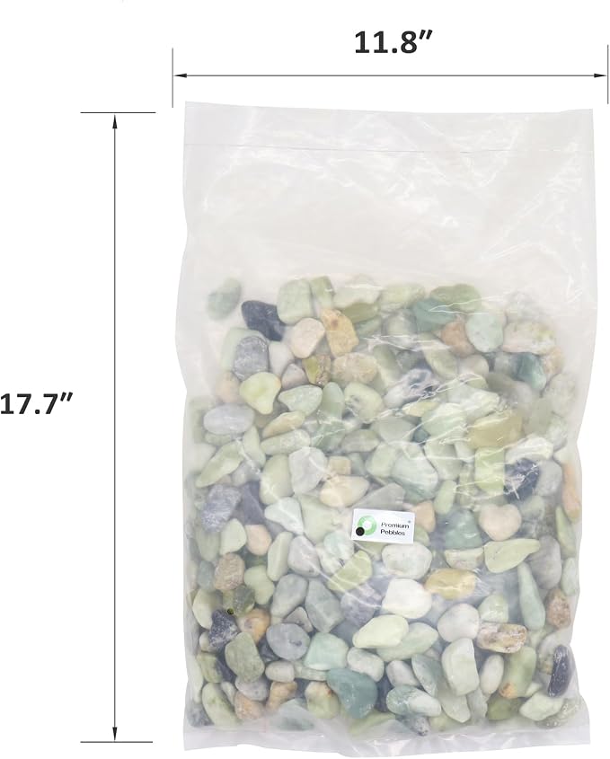 Green Jade Polished Rocks for Plants, Decorative Pebbles, 0.5-1 Inch, 18lb