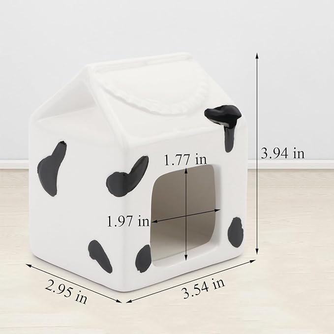 Hypeety Ceramic Hamster Hideout Habitat House for Small Animals Gerbil Dwarf Hamster Mice Cool House for All Season Cute Decor Hut (White)