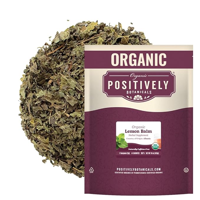 Organic Positively Botanicals Company, Lemon Balm, Herbal Tea Loose Leaf Botanical, 16 Ounce