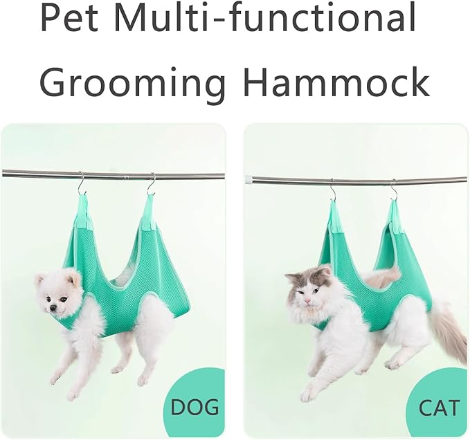 Cat Grooming Hammock Breathable Hanging Harness Restraint Holder Helper for Pet Nail Trimming Cutting Clipping Bathing Claw Care Small Dogs Chihuahua Poodle Puppy Benny Rabbit